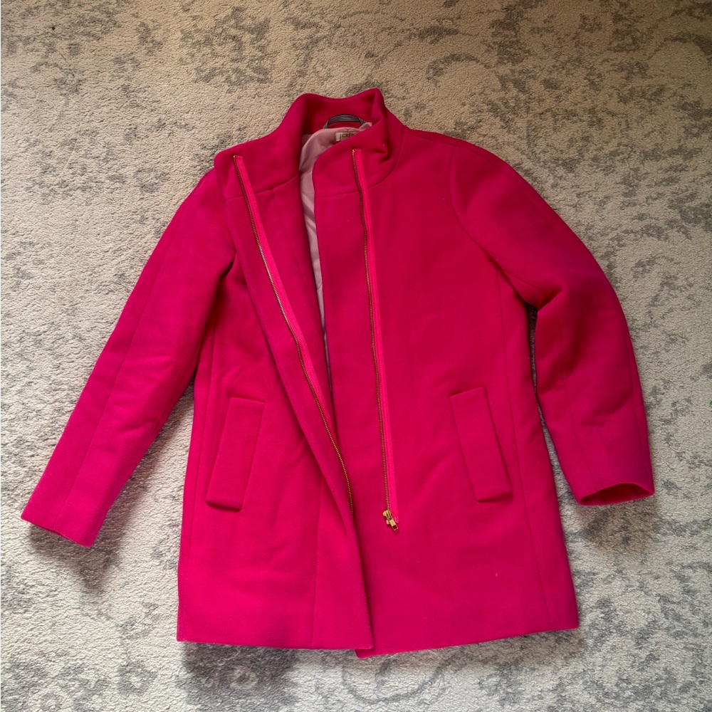 J Crew Cocoon City Coat Bright Hot Pink